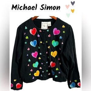 Michael Simon 💕 Rare 1990s Vintage button up Heart Cardigan